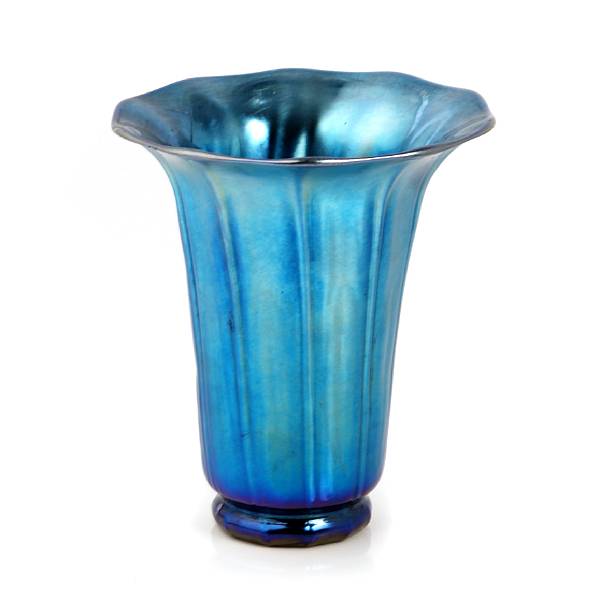 Appraisal: A Steuben blue Aurene glass vase early th century indistinct