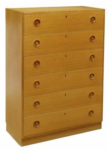 Appraisal: Danish mid-century modern oak chest of drawers c s fitted