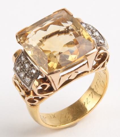 Appraisal: KY X mm cushion cut citrine approximately cts and rose