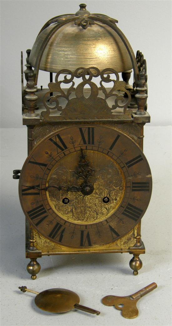 Appraisal: th century style brass lantern clock with twin train movement