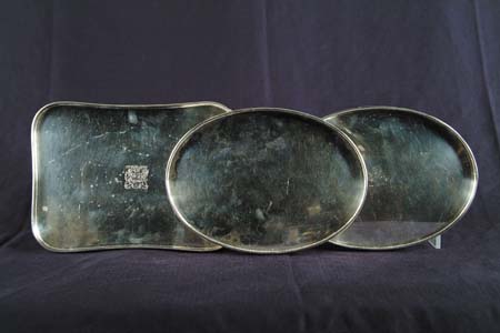 Appraisal: LOT OF THREE FOOTED SMALL TRAYS Pair of oval galleried