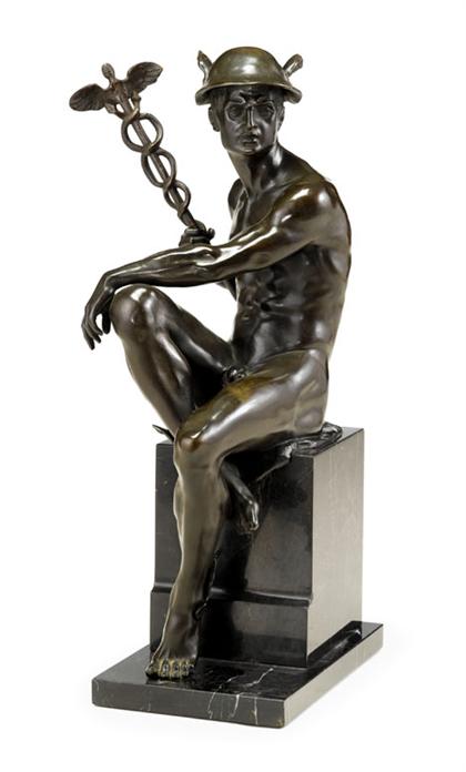 Appraisal: Franz Iffland German - seated mercury Bronze medium brown patina