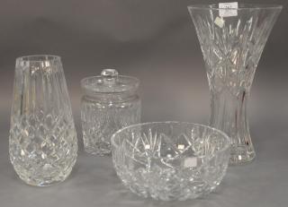 Appraisal: Four Waterford crystal pieces including Giftware pattern bowl biscuit jar