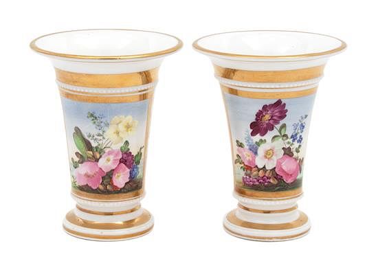 Appraisal: A Pair of English Porcelain Spill Vases Height x diameter