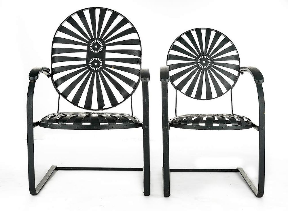 Appraisal: Pair of Mid-Century Modern Outdoor Chairs DESCRIPTION Pair of mid-century