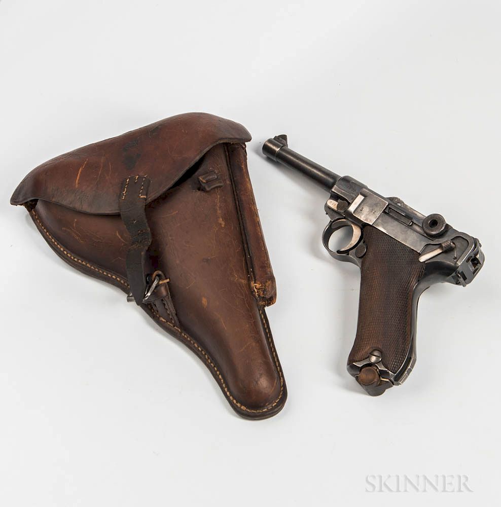 Appraisal: Erfurt P Luger Semiautomatic Pistol with Original Matching Magazine Erfurt