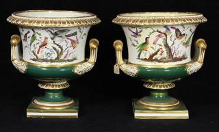 Appraisal: Pair of Bloor Derby porcelain campana urns Pair of Bloor