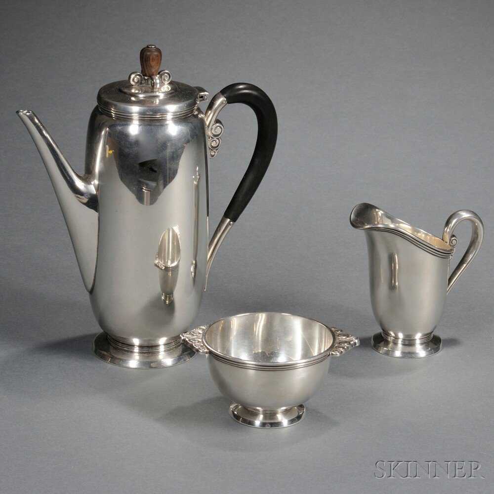 Appraisal: Three-piece International Northern Lights Pattern Sterling Silver Coffee Service Meriden