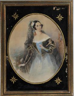 Appraisal: English School The woman in s- s costume framed with