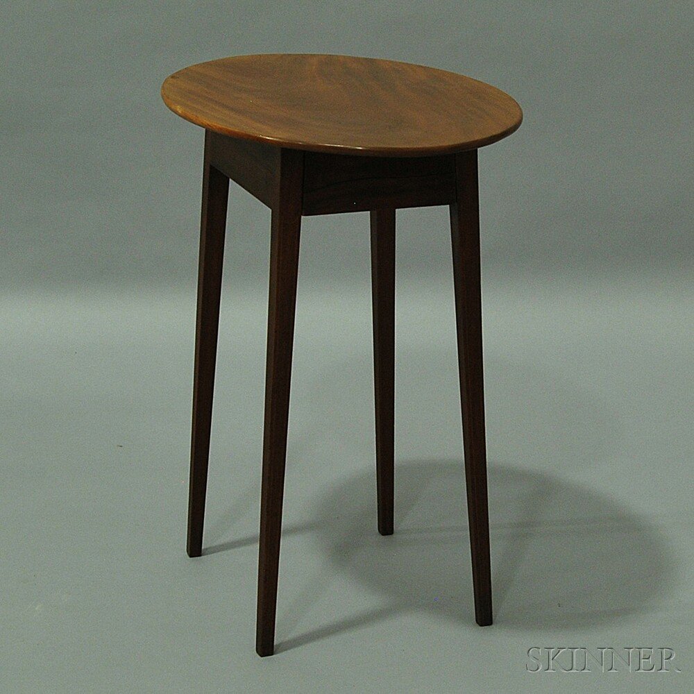 Appraisal: Federal Inlaid Mahogany Oval-top One-drawer Stand America early th century