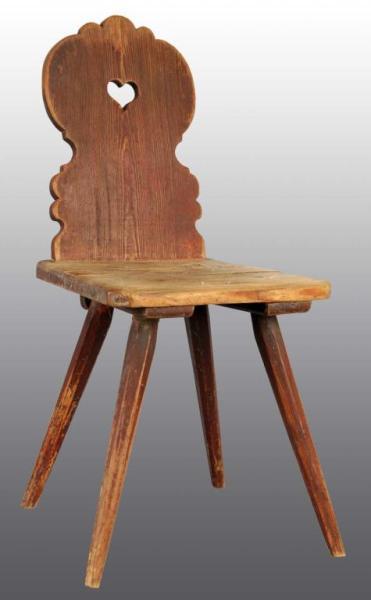 Appraisal: Antique Wooden Moravian Chair Description Circa Berks County Cut-out heart