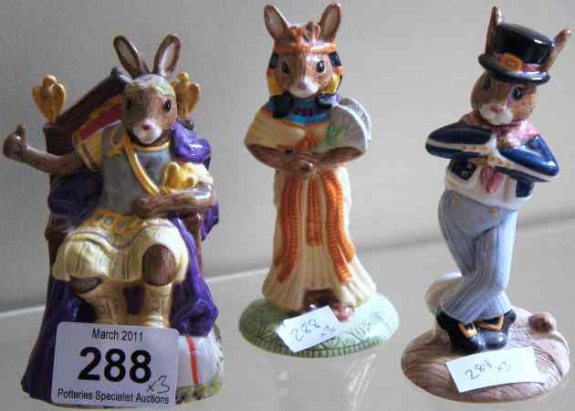 Appraisal: Royal Doulton Bunnykins Figures Emporer DB Anhenamun DB and Hornpiper