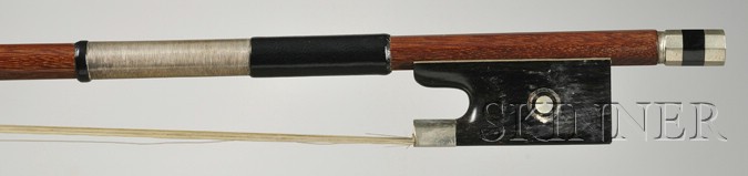 Appraisal: Nickel Mounted Violin Bow Hoyer Workshop the round stick unstamped