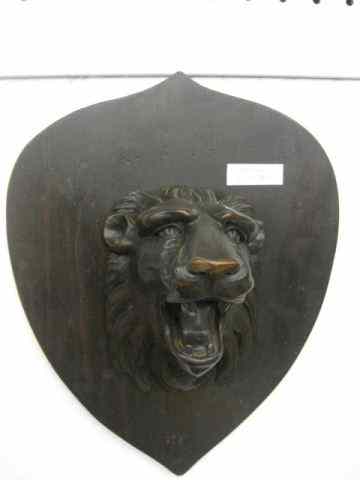 Appraisal: Victorian Wood Carving of a Lion's Head figural on shield