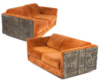 Appraisal: A pair of Adrian Pearsall brutalist loveseats Circa s American