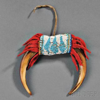 Appraisal: Plains Grizzly Bear Claw Amulet c - s with beaded