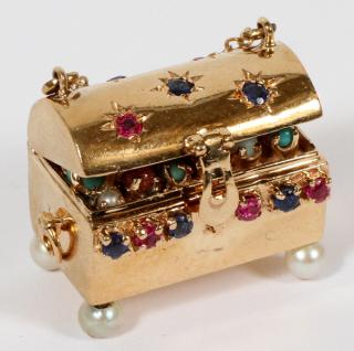 Appraisal: KT GOLD AND SAPPHIRES RUBIES CHARM CHEST KT GOLD AND