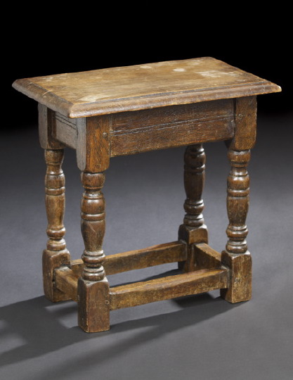 Appraisal: English Oak Stool mid- th century the rectangular seat with