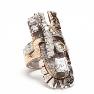 Appraisal: KT and Sterling Diamond Ring Mary Ann Scherr the custom