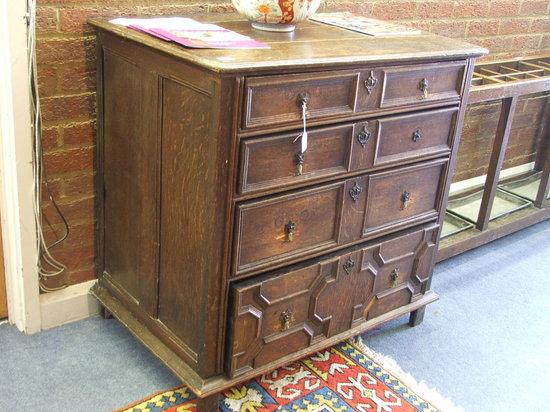 Appraisal: A LATE TH CENTURY OAK CHEST of four graduated long