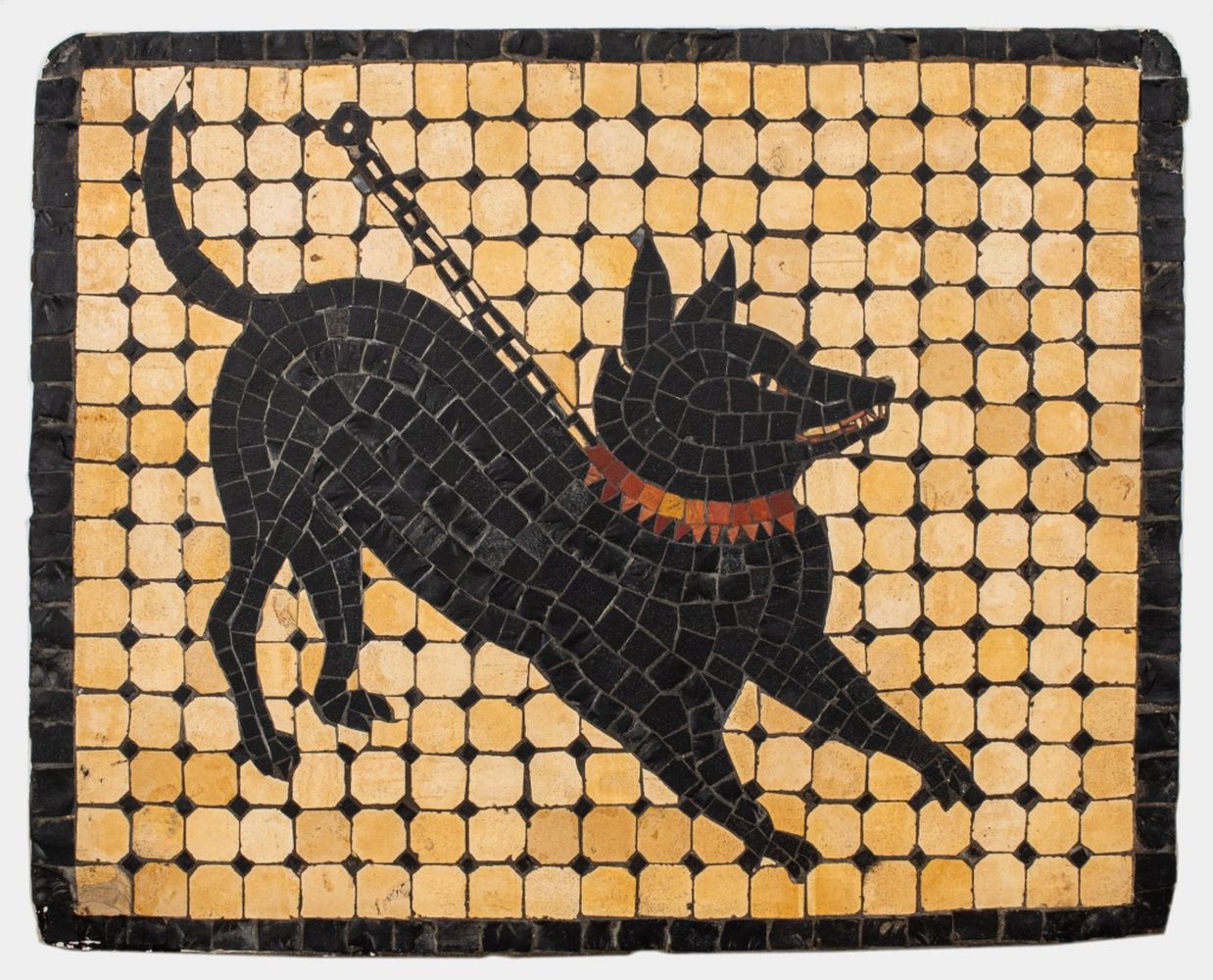 Appraisal: GRAND TOUR STYLE ROMAN CAVE CANEM DOG MOSAIC Grand Tour