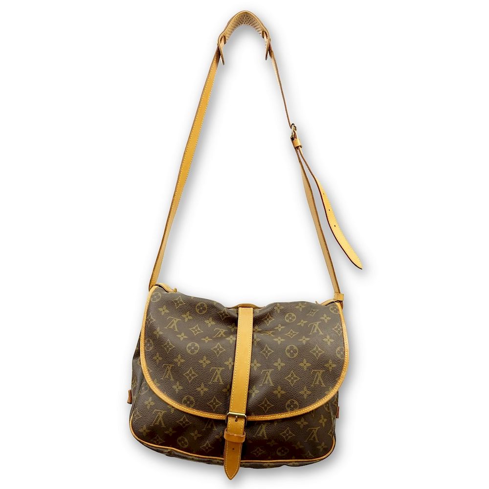 Appraisal: Louis Vuitton Brown Canvas Monogram Saumur Bag Louis Vuitton Brown