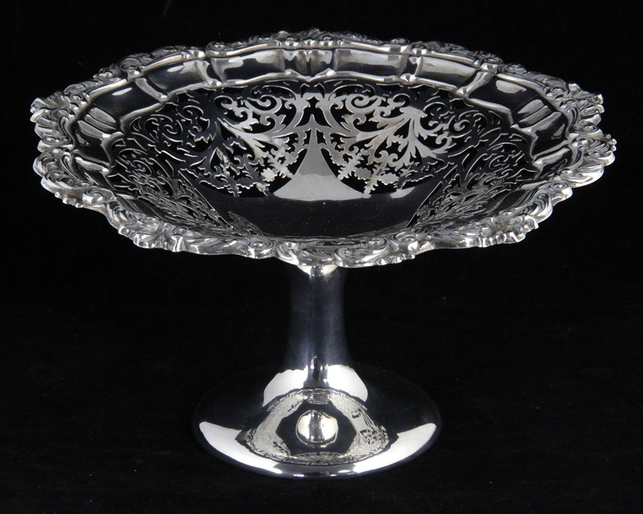 Appraisal: A silver tazza W A Birmingham of pierced form with