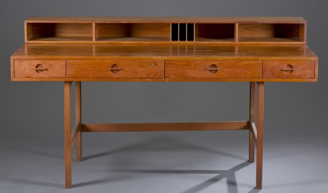 Appraisal: Peter Lovig Nielsen Flip Top Partner's Desk Teak Denmark Desk