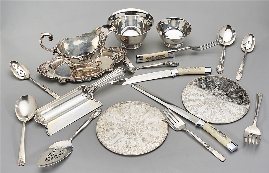 Appraisal: Group of silver plate items including two footed bowls by