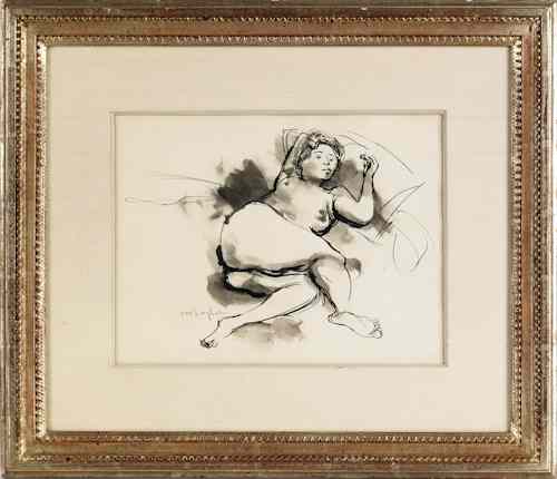 Appraisal: Moses Soyer American - two nude sketches both signed lower