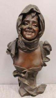 Appraisal: Illegibly Signed Bronze Bust of a Beauty Signed and bearing