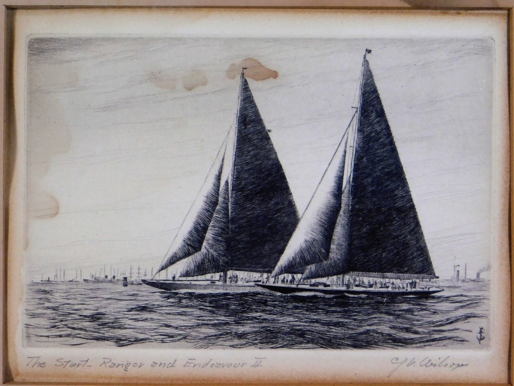 Appraisal: CHARLES J A WILSON SAILBOAT RACE ETCHING Scotland United States