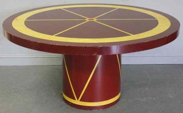 Appraisal: Unusual Midcentury Drum Form Center Table With original two tone