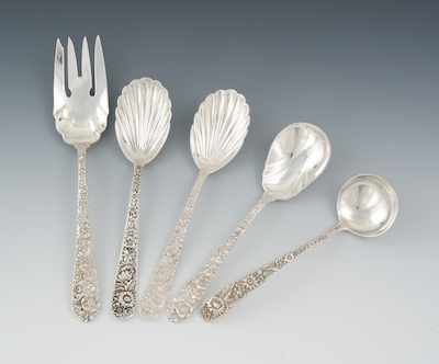 Appraisal: A Lot of Five Sterling Silver Repousse Serving Utensils by