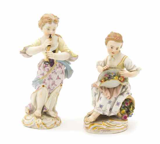 Appraisal: Two Meissen Porcelain Figures th century the first depicting a