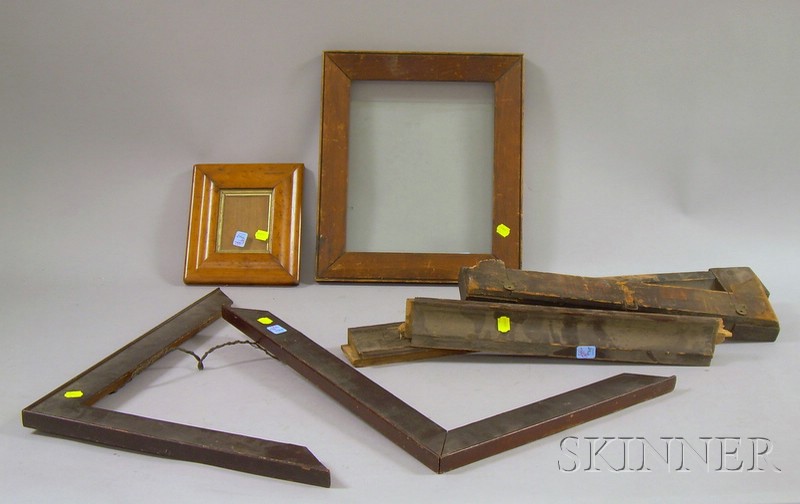 Appraisal: Four Assorted Wooden Picture Frames a bird's-eye veneer stained pine