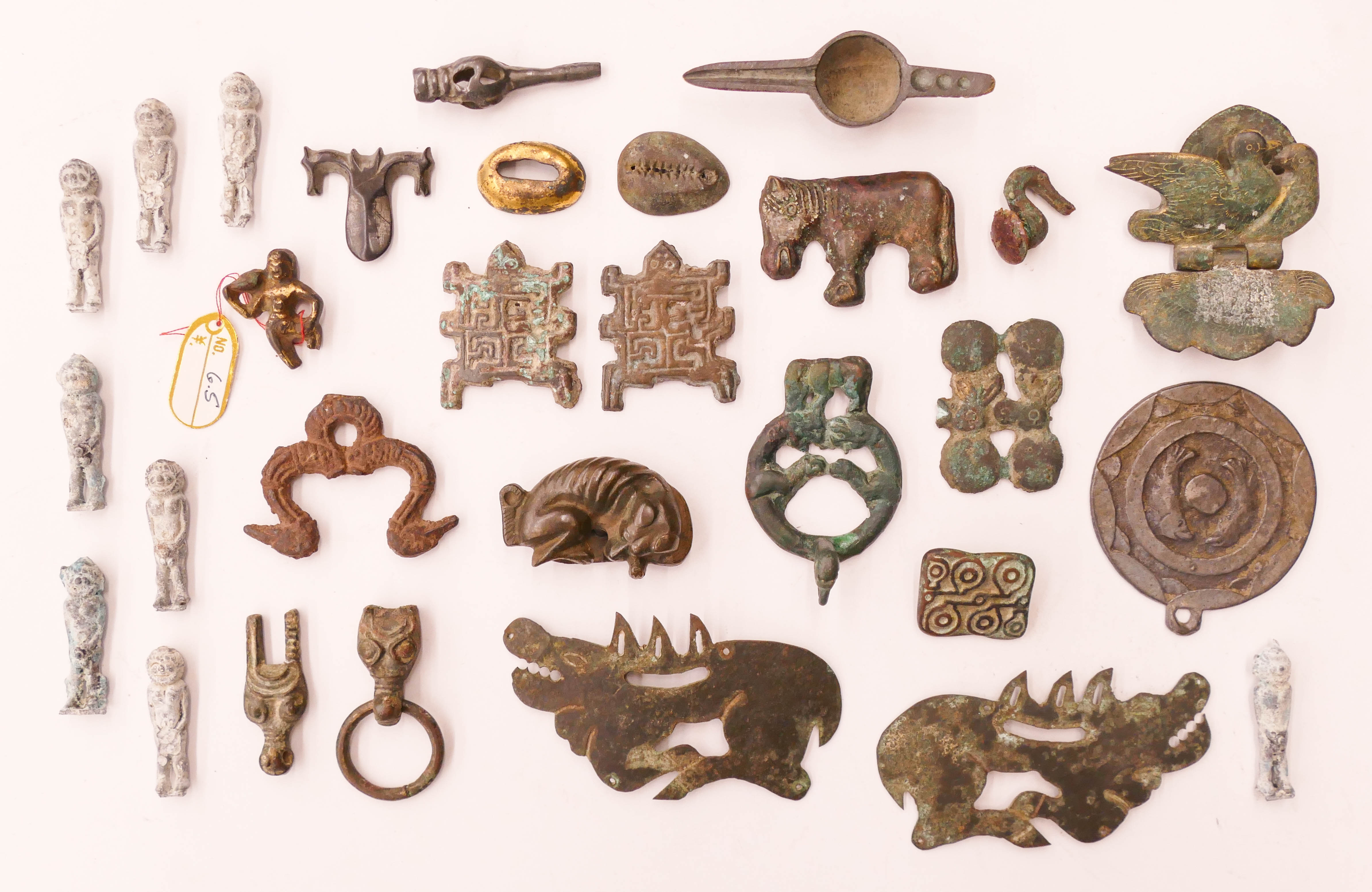 Appraisal: pc Chinese Ancient Bronze Small Ornaments '' to '' Includes