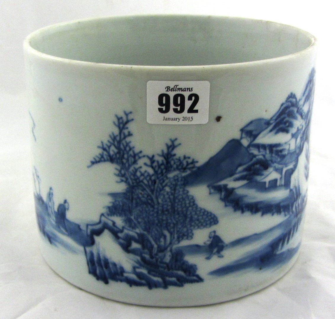 Appraisal: A Chinese blue and white brushpot late th th century