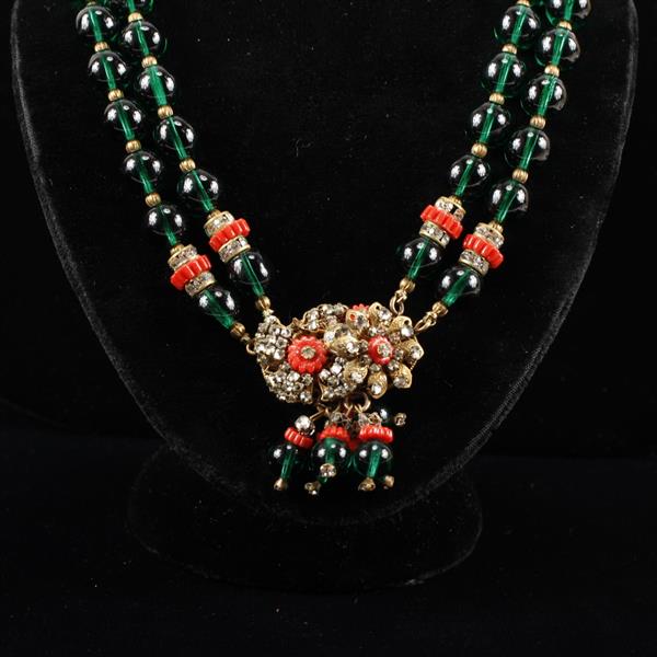 Appraisal: Miriam Haskell Green Double-strand Necklace