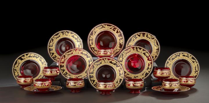 Appraisal: Twenty-Piece Set of Bohemian Ruby Glassware consisting of an attractive