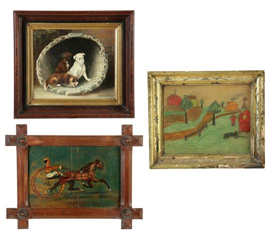 Appraisal: THREE PICTURES AMERICAN SCHOOL TH CENTURY Oil on canvas of