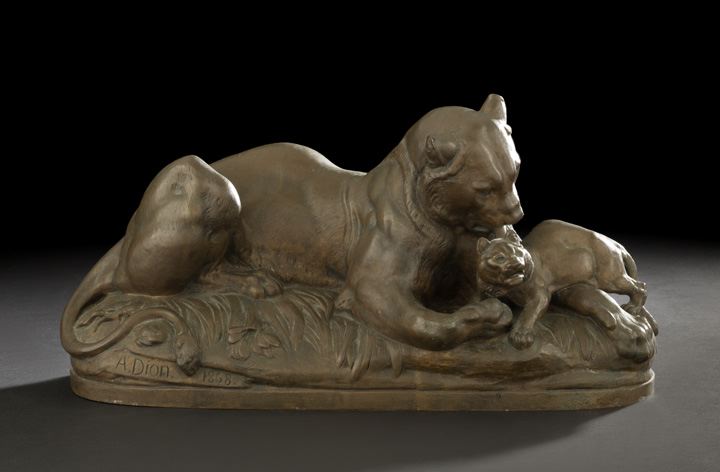 Appraisal: Auguste-Louis Dion French - Recumbent Tigress and Cub a large