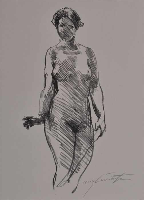 Appraisal: LOVIS CORINTH - TWO NUDE FEMALE STUDIES One charcoal drawing