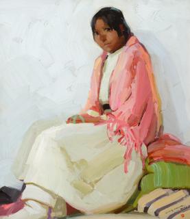 Appraisal: VICTOR HIGGINS - A Pink Shawl circa oil on board