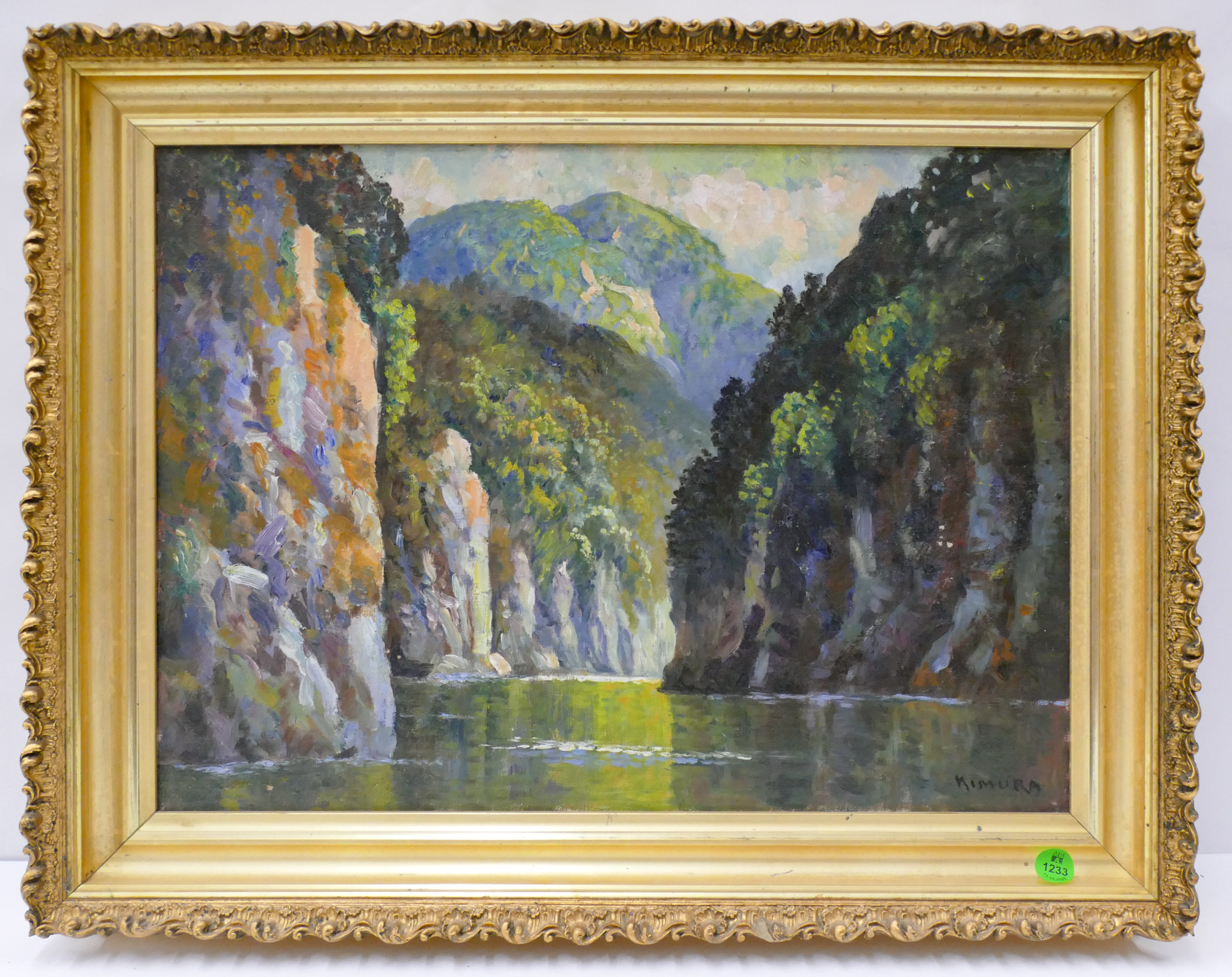 Appraisal: Signed Kimura Japanese Impressionist River Landscape Oil on Canvas Framed