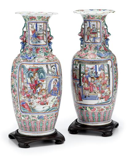 Appraisal: Large pair of Chinese Export famille rose vases th century