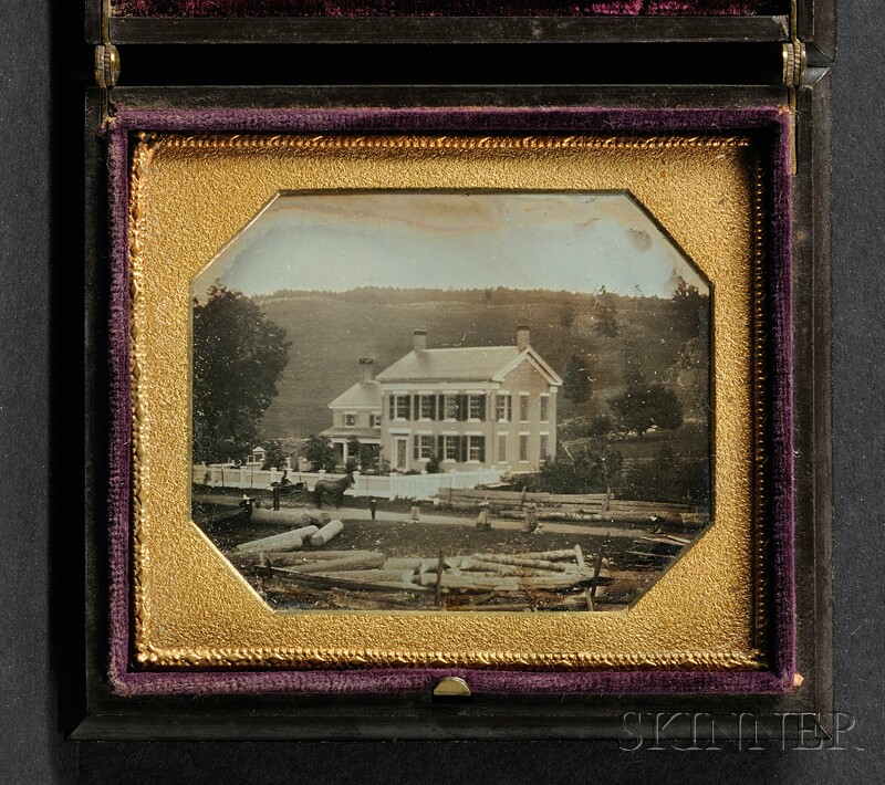 Appraisal: Sixth Plate Daguerreotype of a Large Federal House with Logging