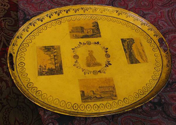 Appraisal: A Directoire t le peinte tray circa The oval tray