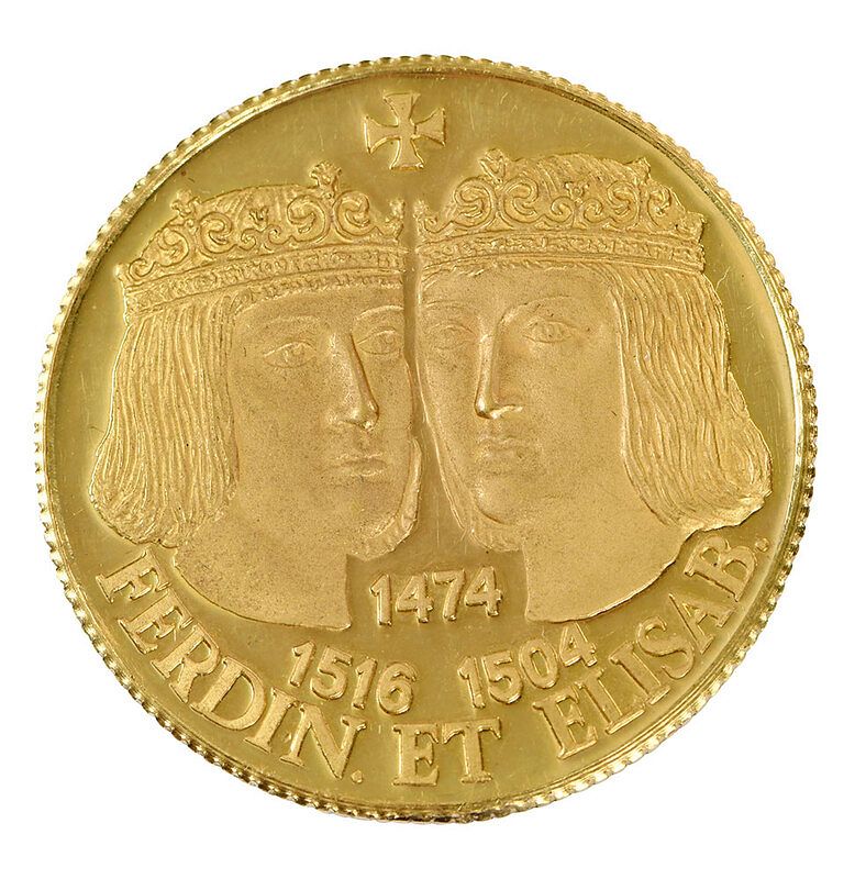 Appraisal: Modern Commemorative Spanish Gold Medallion obverse portraits Ferdin et Elisab