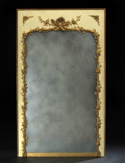 Appraisal: Regence-Style Polychromed and Giltwood Looking Glass late th century the